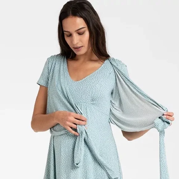 Seraphine Blue Wrap Midi Dress - Picture 10 of 11